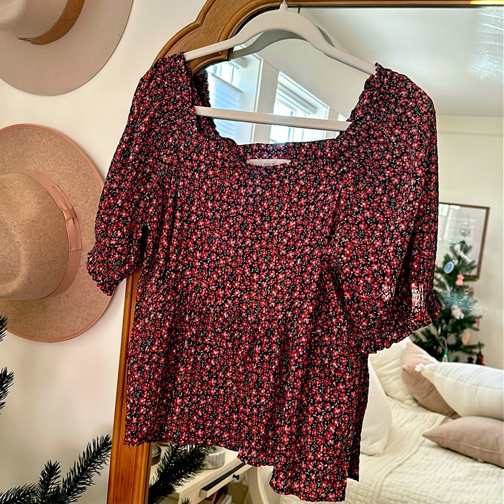 Square neck peplum top